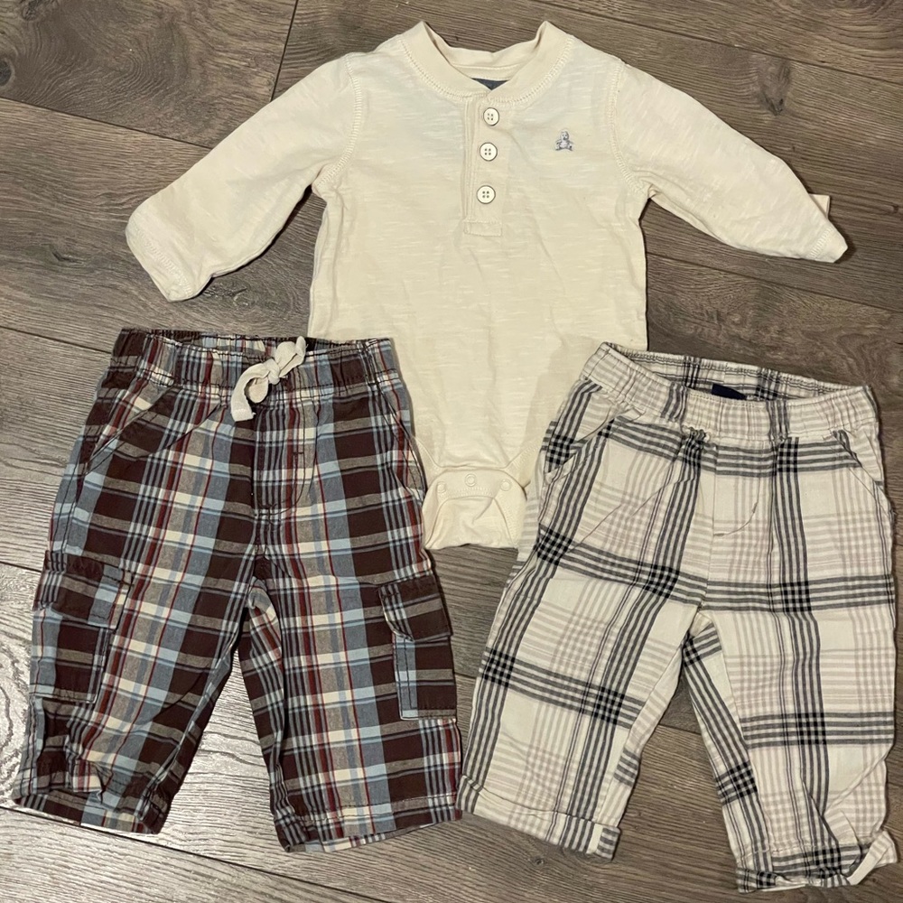 Baby Gap Gymboree 3 Piece (1 Onesie + 2 Pants) Size 3-6 Months